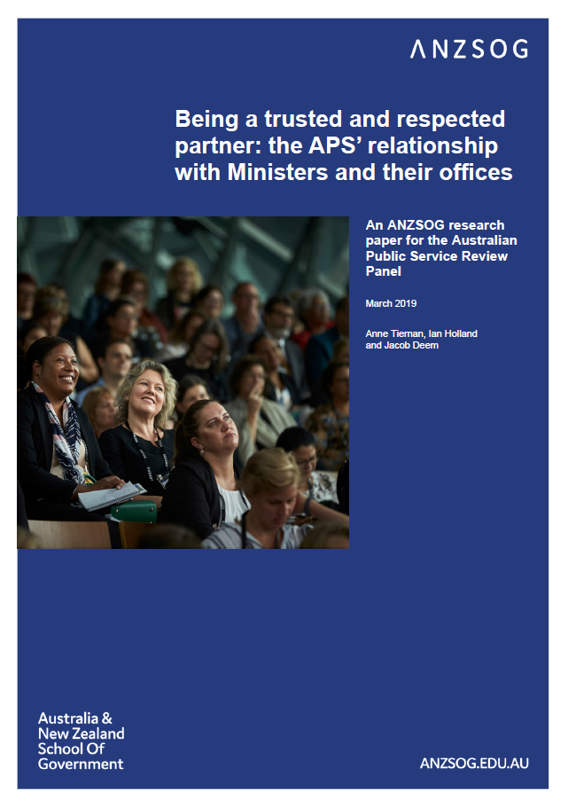 Being a trusted and respected partner: the APS’ relationship with Ministers and their offices (cover)