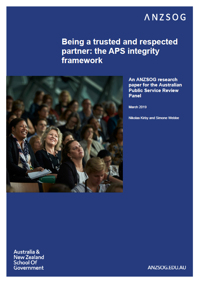 Being a trusted and respected partner: the APS integrity framework (cover)